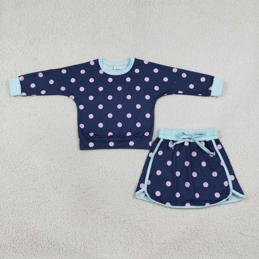 Sibling Baby Girls Kids Long Sleeves Dots Shirts Skirts Shorts Sets Clothes