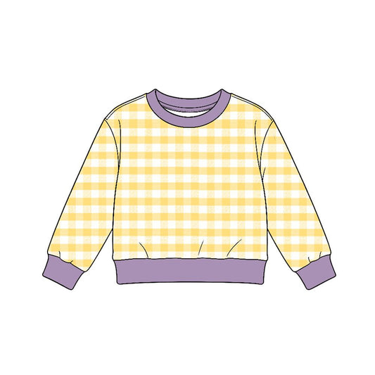 Moq 5 Preorder Baby Girls Kids Long Sleeves Yellow Plaid Shirt Yoga Active Clothes