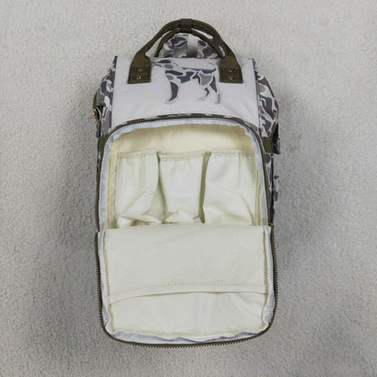 Baby Boys Kids Embroidery Dog Camo Print Zipper Backpack School Bag RTS