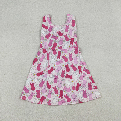 Baby Girls Rabbits Flower Easter Yoga Knee Length Shorts Pink Dress