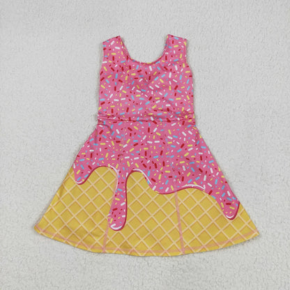 RTS Sibling Baby Girl Sleeveless Drips Summer Knee Length Yoga Active Dresses ( No.1-6 )