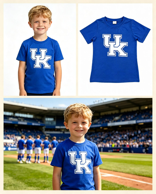 Baby Boy Kids Blue Short Sleeves Cotton Shirt Team Clothes