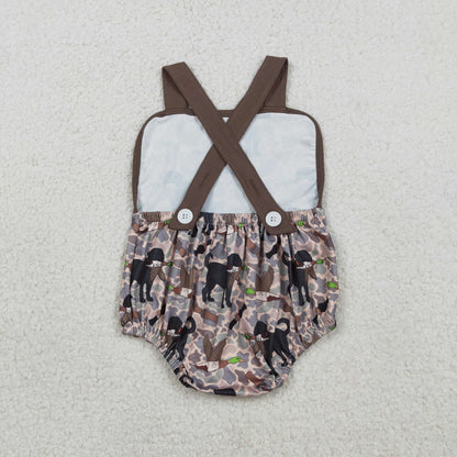 RTS Sibling Baby Boys Infant Sleeveless Dogs Ducks Deer Camo Summer Bubble Rompers Clothes