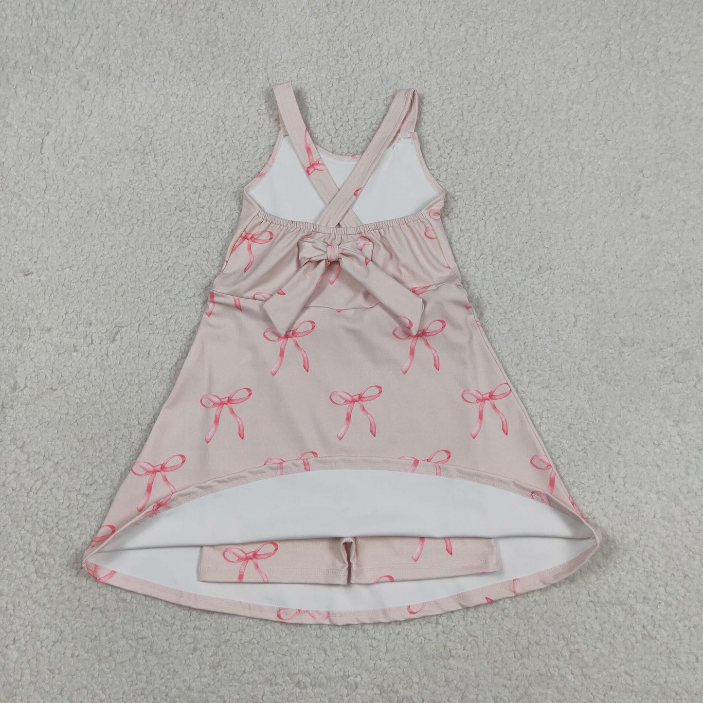 Baby Girls Kids Straps Bows Yoga Active Shorts Knee Length Dress