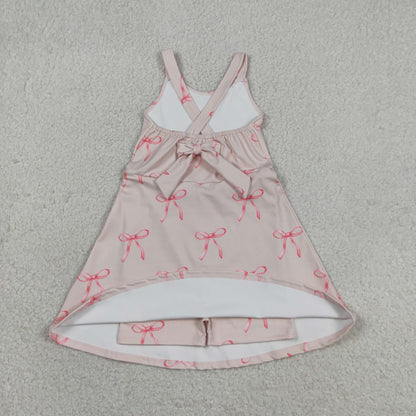Baby Girls Kids Straps Bows Yoga Active Shorts Knee Length Dress