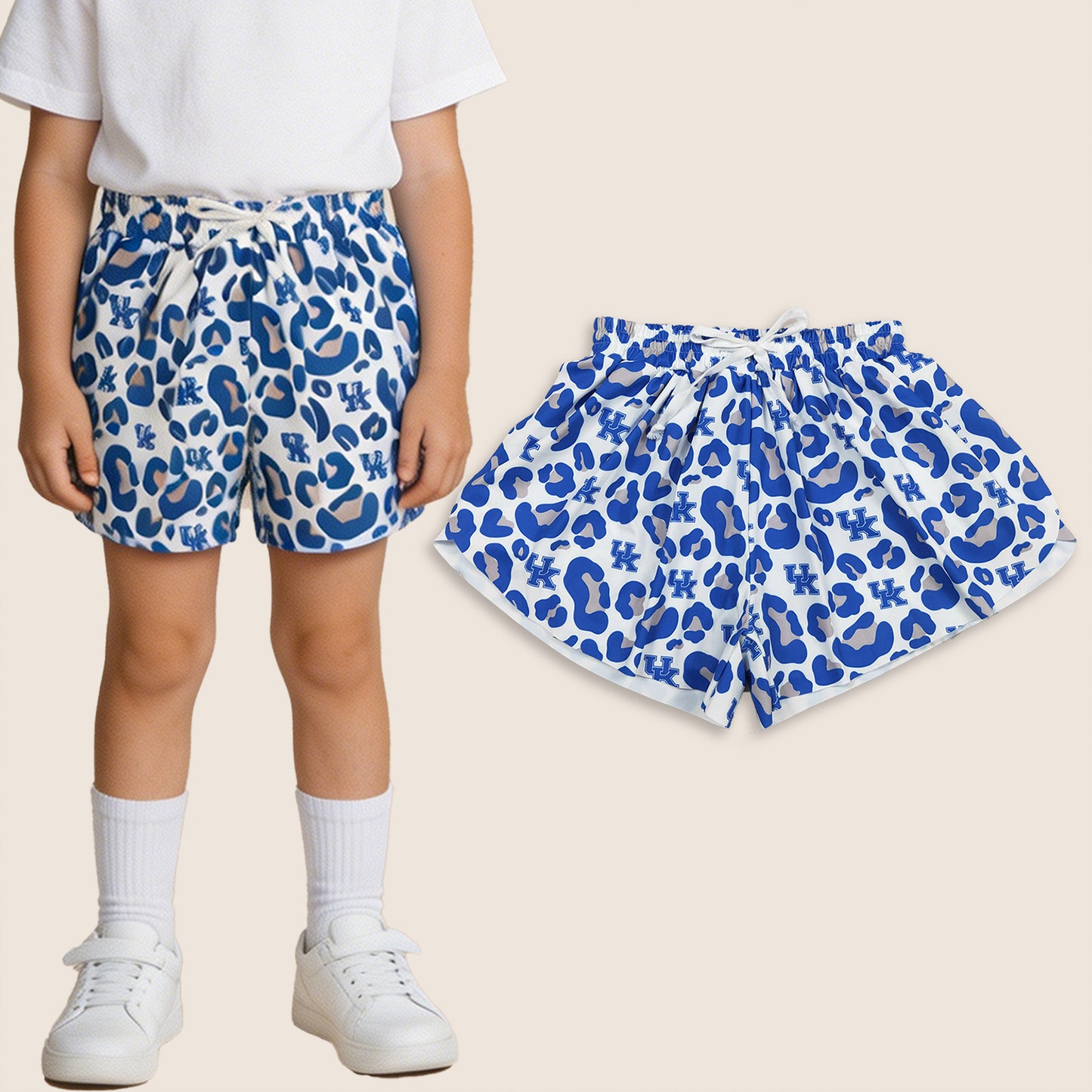 SS0802 Adult Women Blue Leopard Team Yoga Shorts Bottoms Clothes