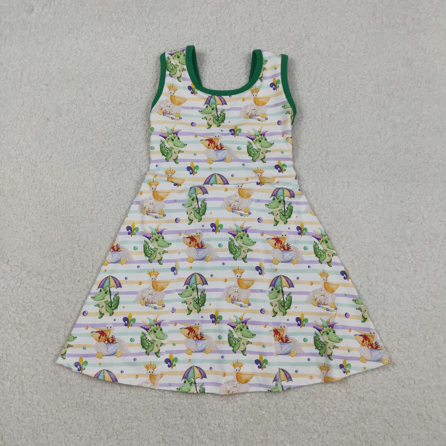 Baby Girls Kids Sleeveless Anchors Mardi Gras Yoga Shorts Knee Length Dress