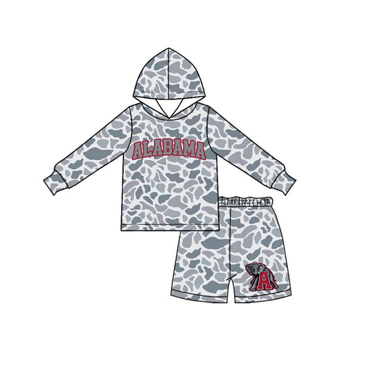 Moq 5 Preorder Baby Boy Kids Long Sleeves Camo Hoodie Shirt Elephant Shorts Team Set