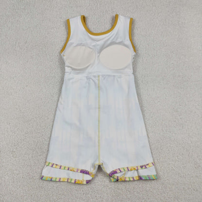 Baby Girls Sleeveless Mardi Gras Bows Stripes Yoga Shorts Knee Length Dress