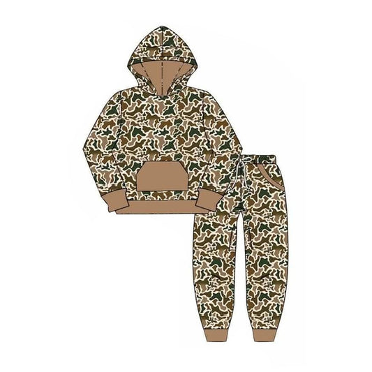 Moq 5 Preorder Baby Boys Kids Long Sleeves Camo Hoodie Hoodie Shirt Pockets Pants Set Clothes