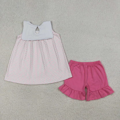 RTS Sibling Baby Boys Girls Embroidery Cross Tops Shorts Easter Sets Romper Clothes
