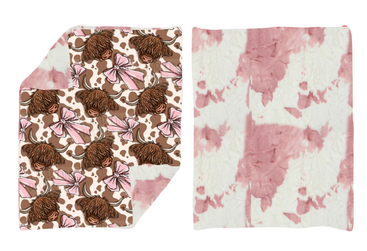 USA Shop Baby Girls Kids Western Cow Print Bows Pink Blanket