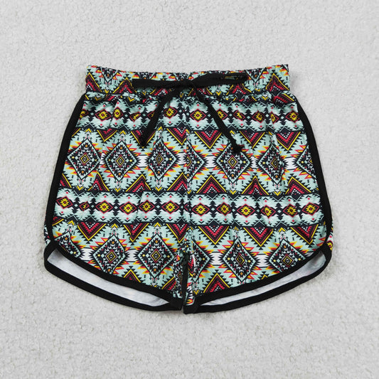 Adult Women Summer Western Green Aztec Shorts Bottoms Clothes