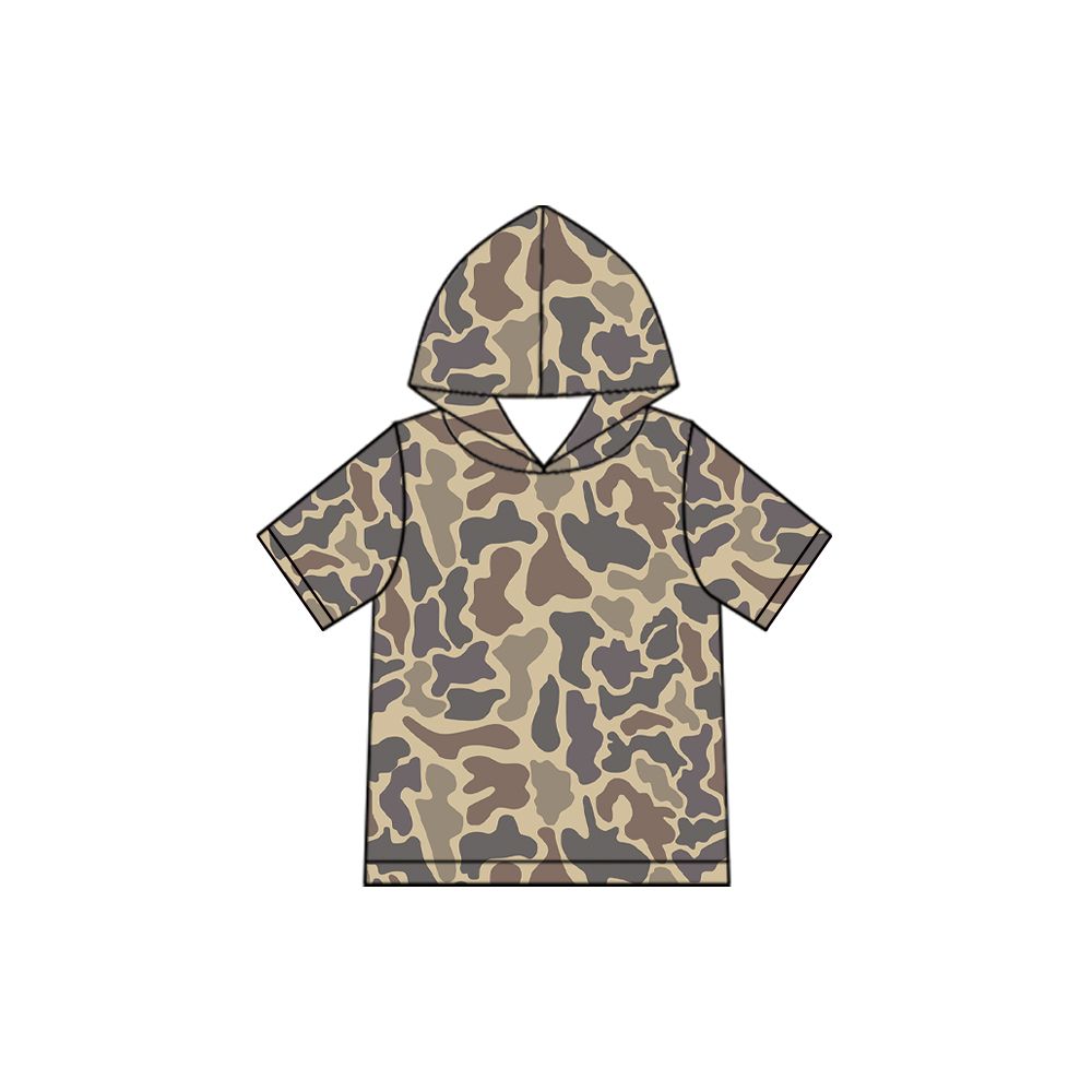 Moq 5 Preorder Baby Boys Kids Short Sleeves Camo Hoodie Pullover Tops Clothes