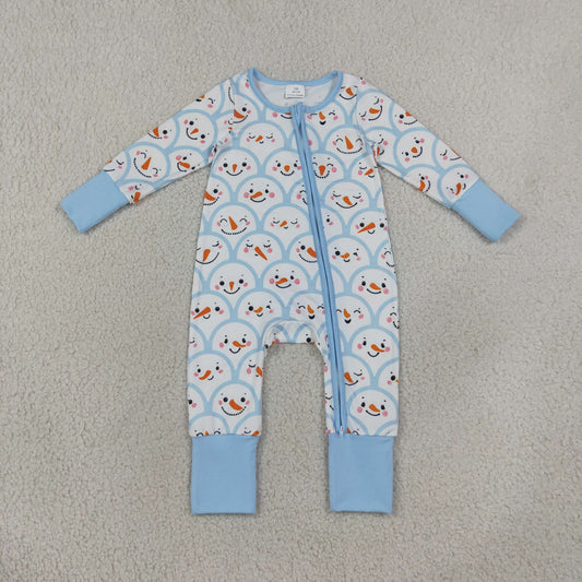 Baby Boys Kids Long Sleeves Christmas Zipper Sleeper Footie Romper Blue Clothes