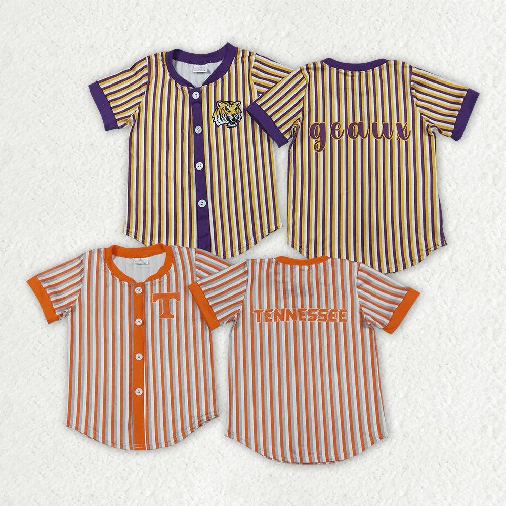 Sibling Baby Boy Kids Short Sleeves Stripes Buttons Shirts Team Tops Clothes