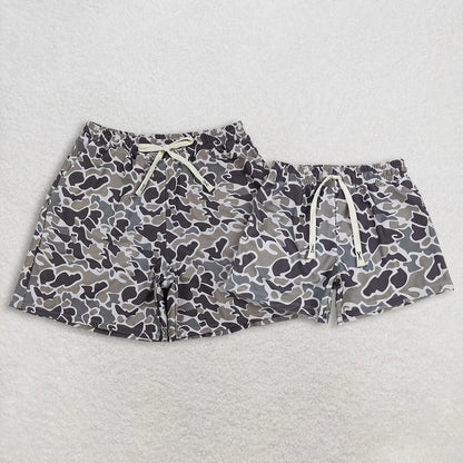 RTS Sibling Baby Boy Adult Swim Trunks Dark Grey Camo Hunting Pocket Shorts Daddy and Me Swimsuit Swimwear