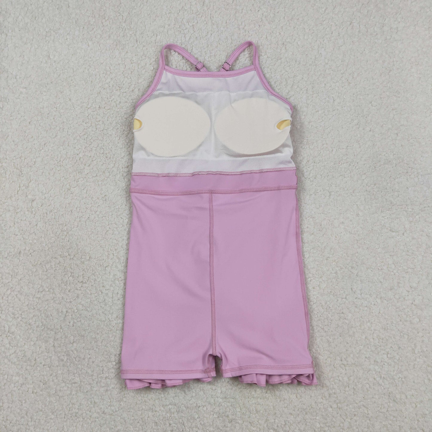 S0712 Baby Girls Kids Straps Yoga Active Purple Ruffle Knee Length Dress