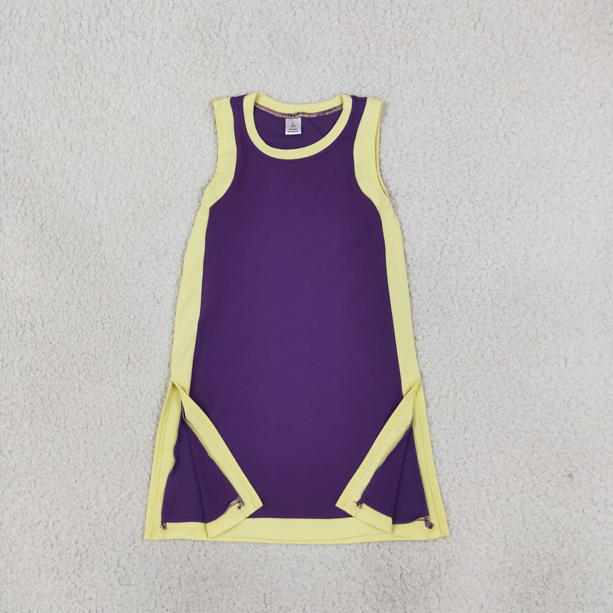 Baby Girls Kids Yoga Active Sleeveless Yellow Trim Dress Purple Clothes