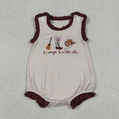 Baby Girls Sleeveless Boots Bows Guitar Western Bubble Romper