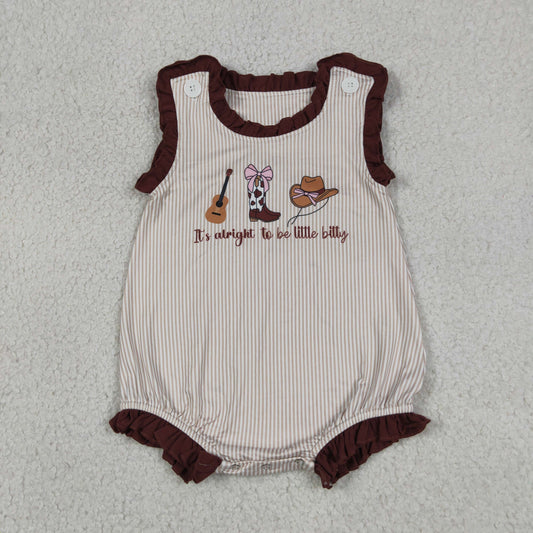 Baby Girls Sleeveless Boots Bows Guitar Western Bubble Romper