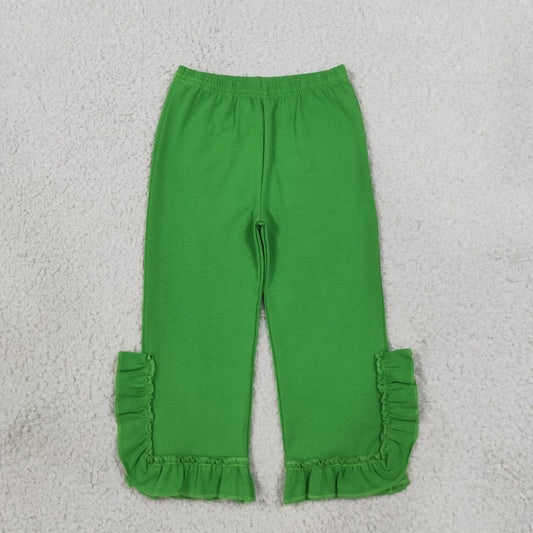 Baby Girls Kids Green Ruffle Pants Bottoms Cotton Clothes