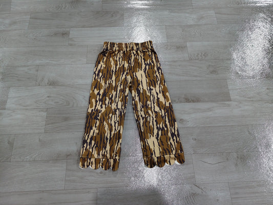 No moq Baby Girls Kids Olive Camo Scallop Pants Bottoms Clothes