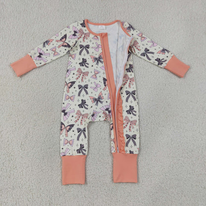 Baby Girls Bats Bows Zipper Footie Sleeper Romper Halloween Clothes