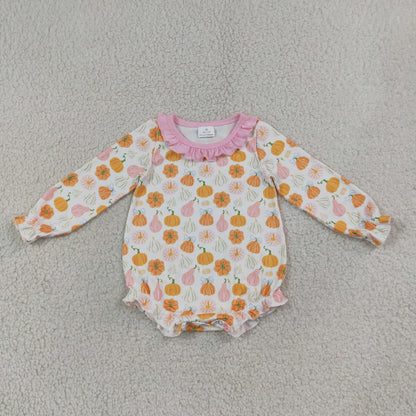Sibling Baby Girls Kids Thanksgiving Pumpkins Bows Romper Set Fall Clothes