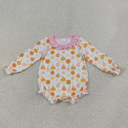 Sibling Baby Girls Kids Thanksgiving Pumpkins Bows Romper Set Fall Clothes