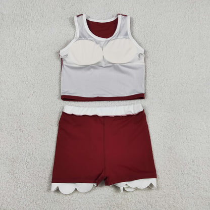 Sibling Baby Girls Kids Sleeveless Shirts Scallop Skirts Shorts Yoga Active Sets Clothes