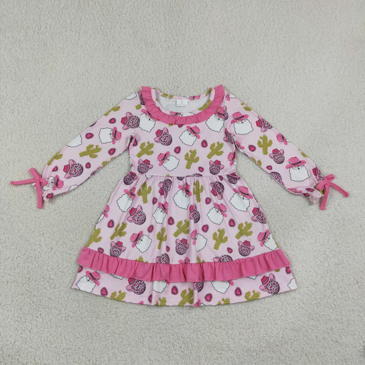 Baby Girls Kids Long Sleeves Christmas Santa Cactus Western Dress