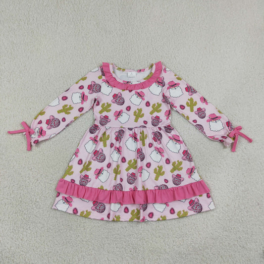 Baby Girls Kids Long Sleeves Christmas Santa Cactus Western Dress
