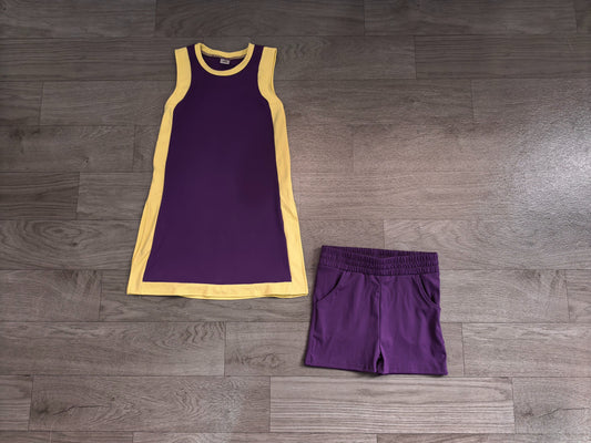 No moq Preorder Baby Girls Kids Sleeveless Purple Tops Shorts Set Yoga Active Clothes