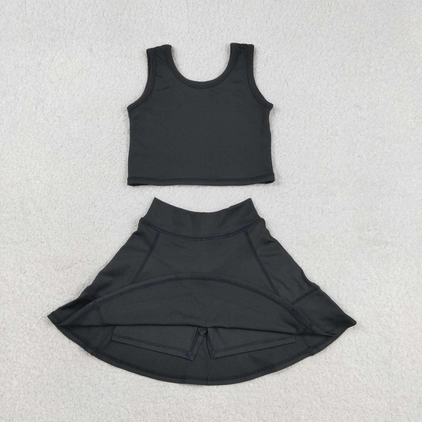 Baby Girls Kids Sleeveless Black Shirt Shorts Skirt Skort Yoga Active Clothes Set RTS