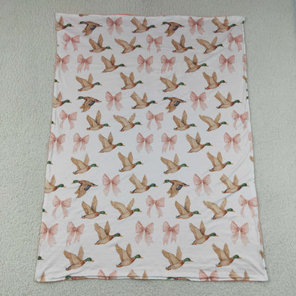 Baby Girls Kids Ducks Pink Bows Blanket