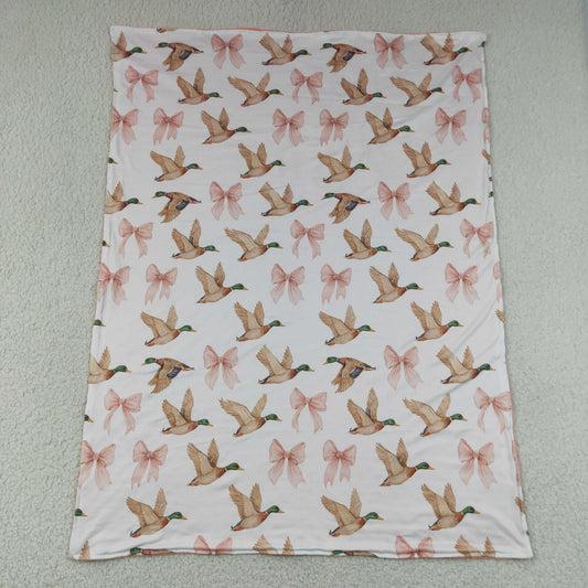 Baby Girls Kids Ducks Pink Bows Blanket