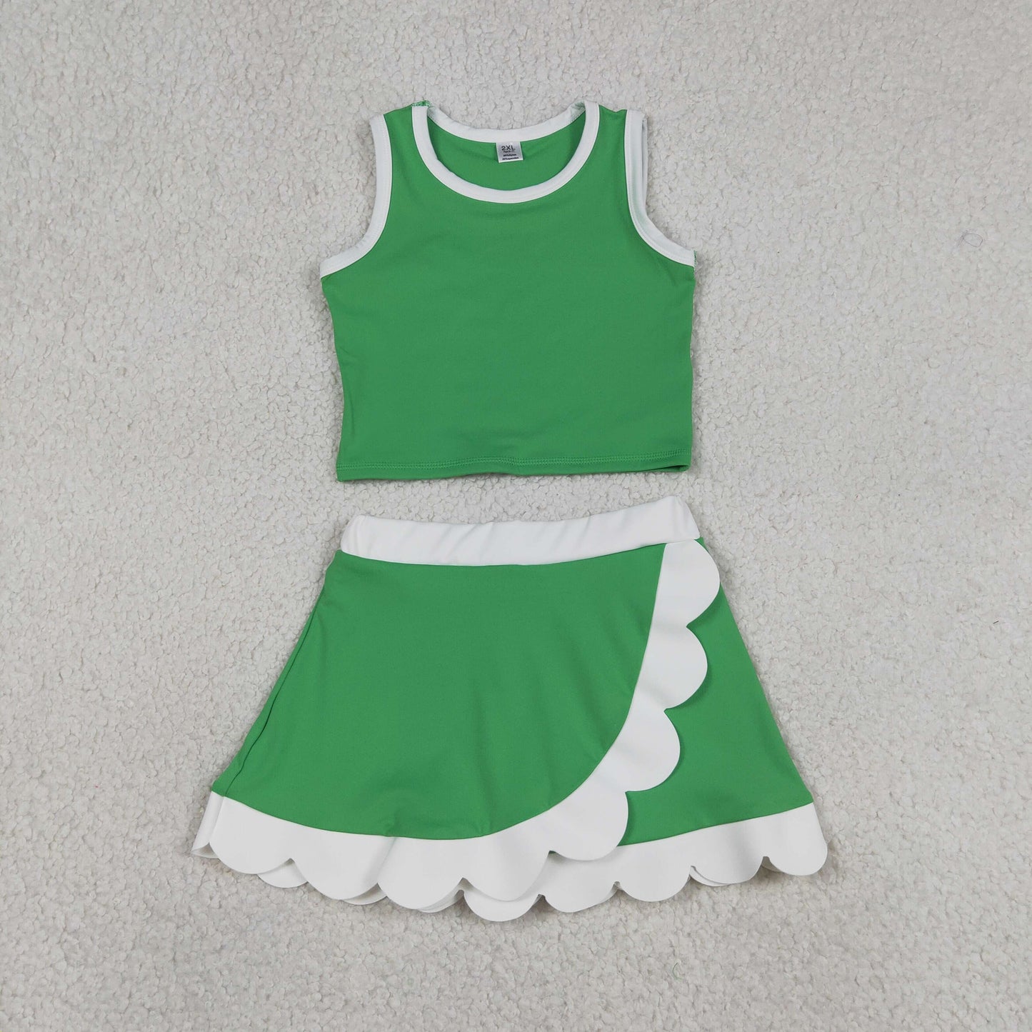 Sibling Baby Girls Kids Scallop Shirts Skirts Shorts Yoga Active Sets Clothes