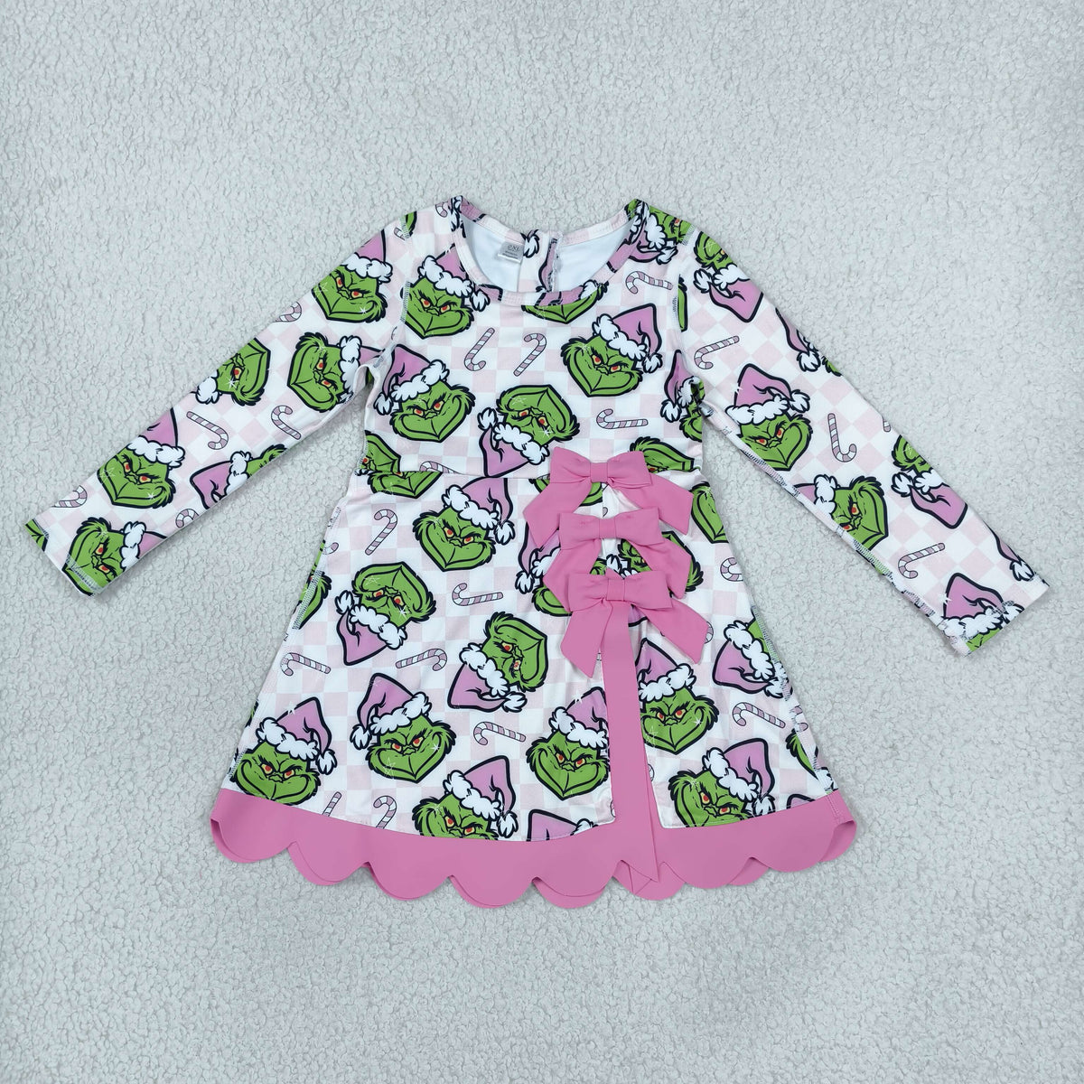 Sibling Baby Girls Kids Long Sleeves Christmas Bows Scallop Dresses Yoga Active Clothes