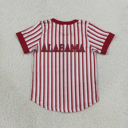 Baby Boy Kids Short Sleeves Red Grey Stripes Shirt Team Tops