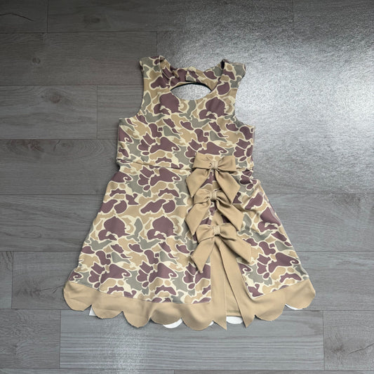 No moq Preorder Baby Girls Kids Camo Bows Shorts Scallop Dress Yoga Active Clothes