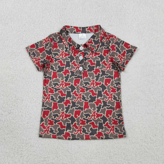 RTS Baby Boys Kids Short Sleeves A Camo Print Team Buttons Shirt Tops