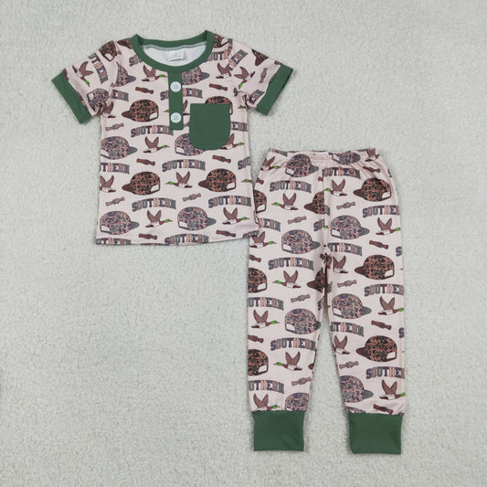 Baby Boys Short Sleeves Camo Hats Ducks Shirt Pants Pajamas Hunting Southern Outfit