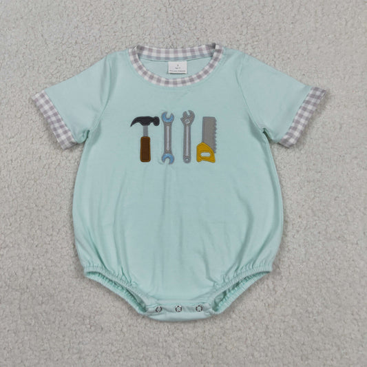 Baby Boys Infant Short Sleeves Embroidery Tools Bubble Romper
