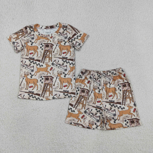 Baby Girls Kids Short Sleeves Deer Shirt Shorts Hunting Summer Clothes Set
