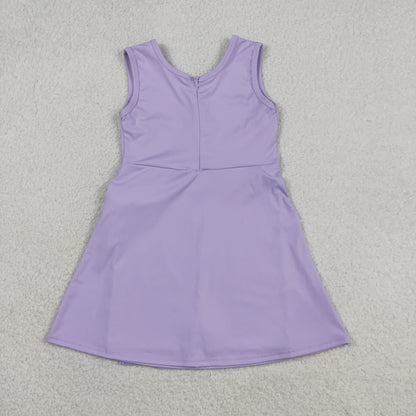 Baby Girls Sleeveless Purple Bow Shorts Knee Length Yoga Active Dress