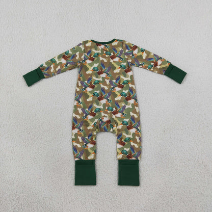 USA Shop Baby Boys Infant Long Sleeves Ducks Camo Green Zipper Footie Sleeper Romper Clothes