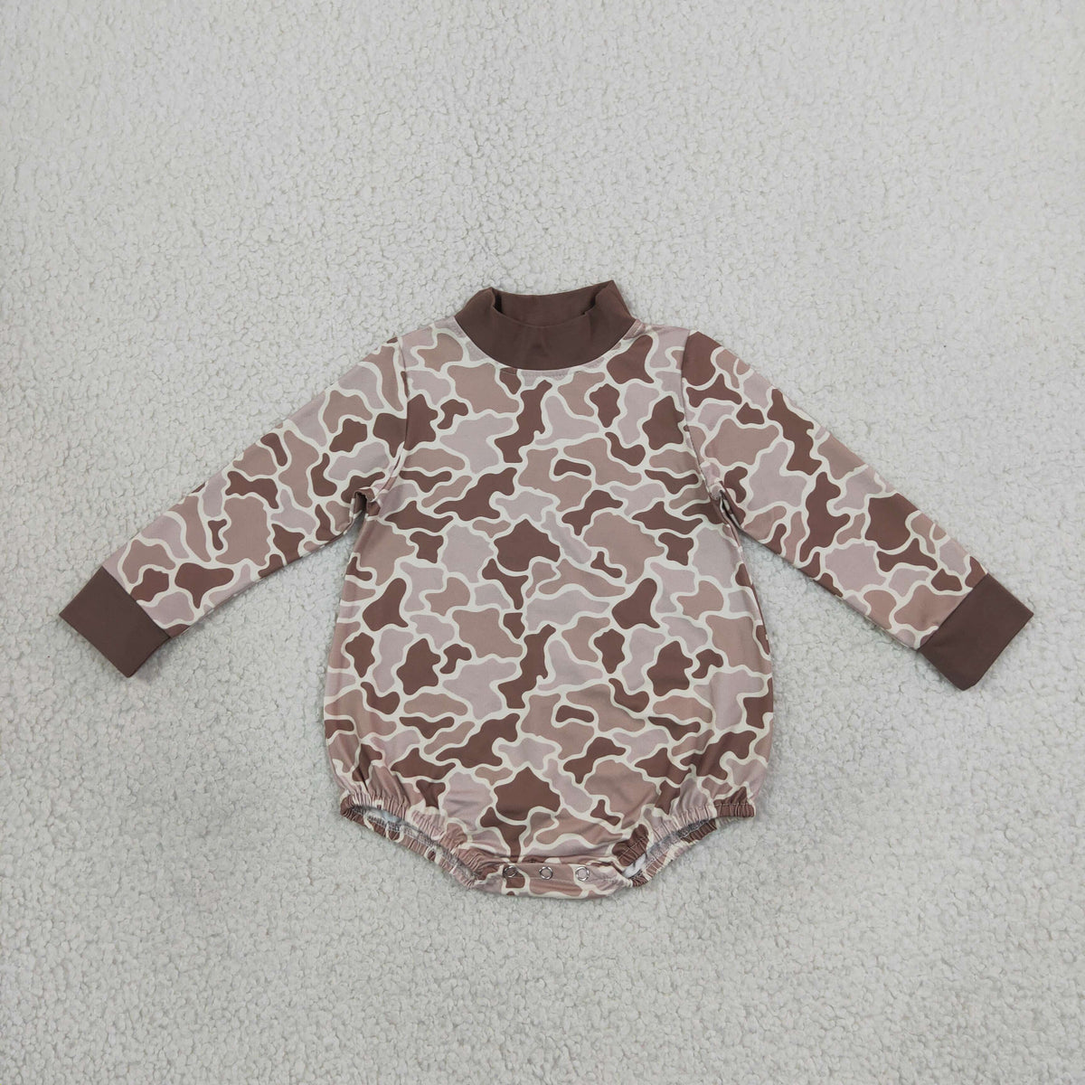 Baby Boys Infant Long Sleeves Camo Bubble Romper Mock Neck Clothes RTS