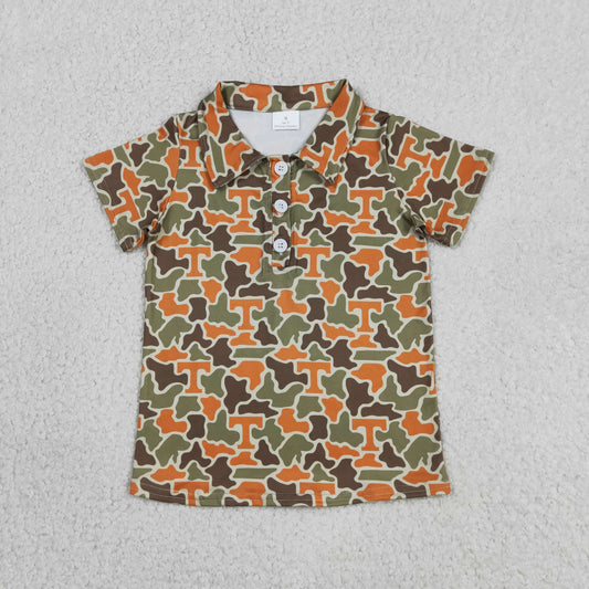 Baby Boys Kids Short Sleeves T Camo Print Team Buttons Shirt Tops