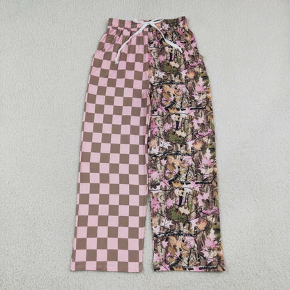 Sibling Baby Girls Adult Woman Leaves Checked Pockets Mommy and Me Yoga Pants Bottoms Clothes